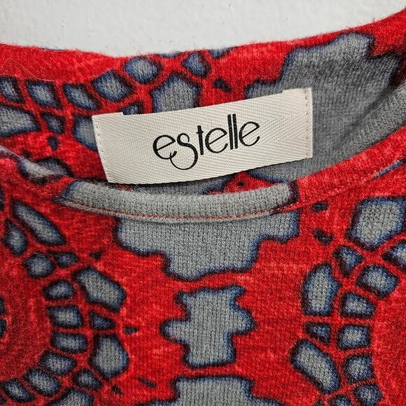 Estelle 60s Style All Over Print Round Neck Flare Sleeve A-line Dress Size Small - Picture 5 of 6